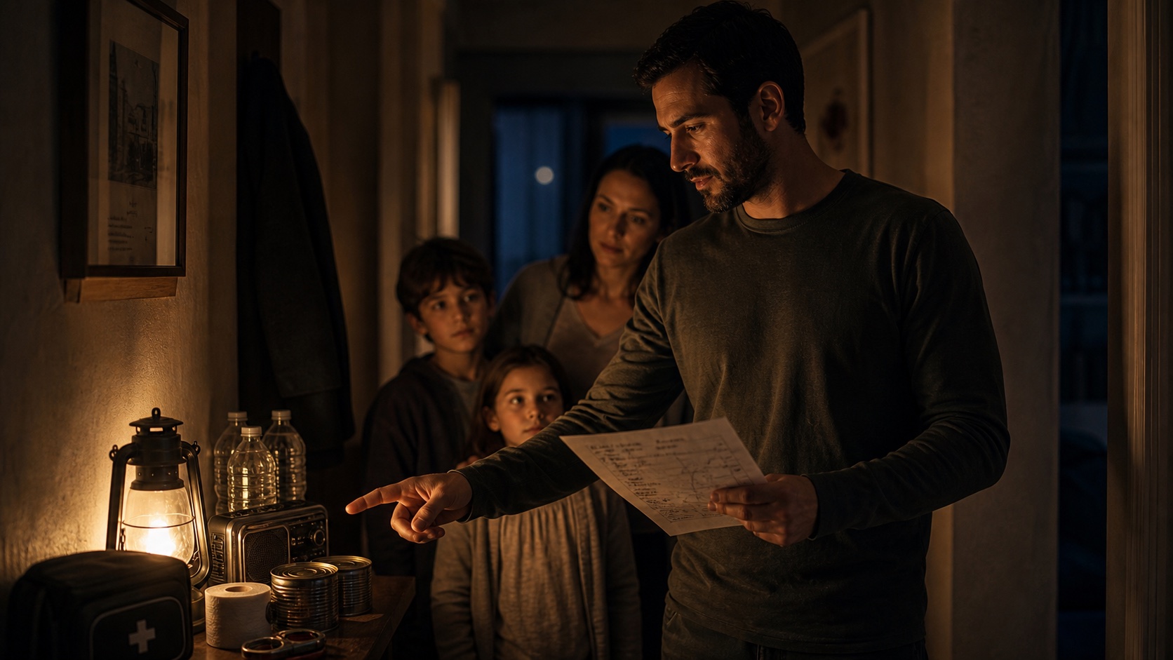 Persona stabile che guida con calma in casa durante un blackout