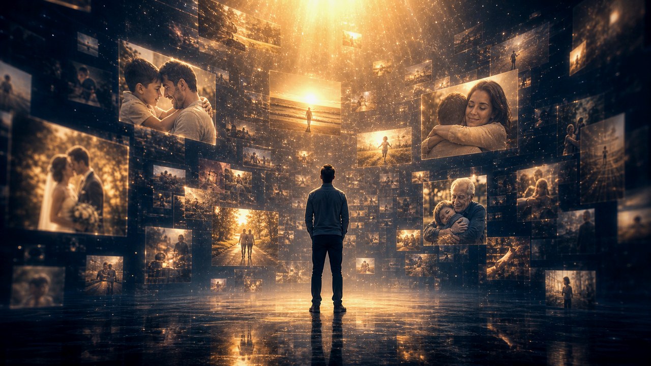 Scena realistica di esperienza premorte con tunnel di luce