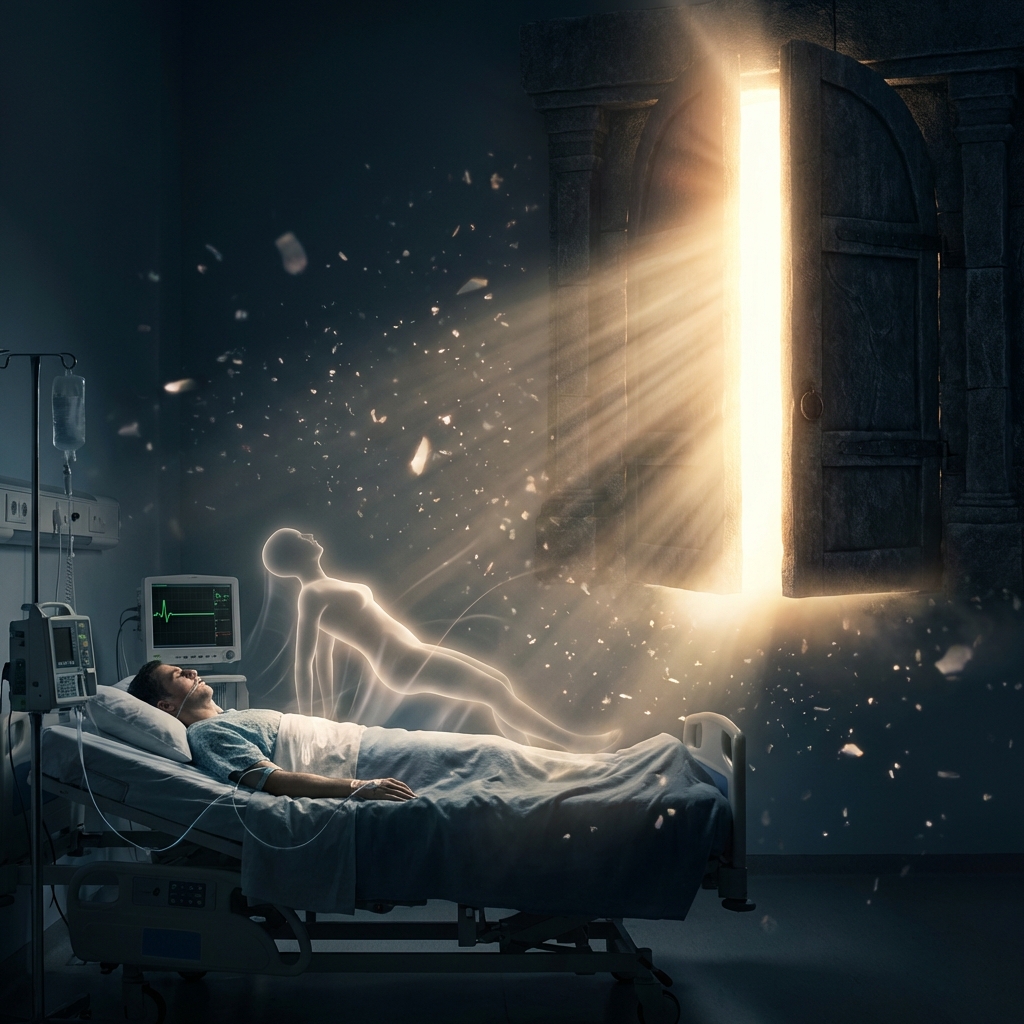 Soglia luminosa evocativa sul tema della vita oltre la morte