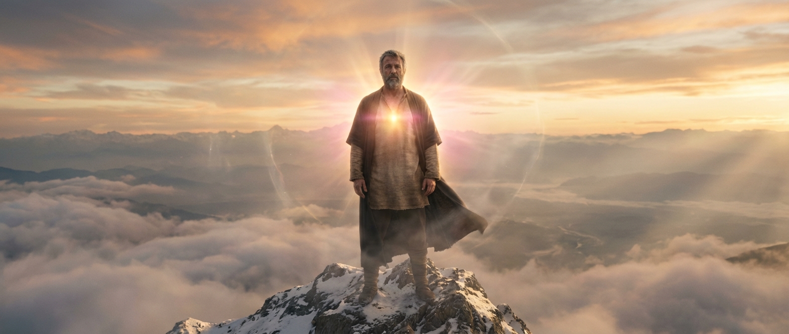 Guerriero che ritrova il proprio potere interiore davanti alla luce